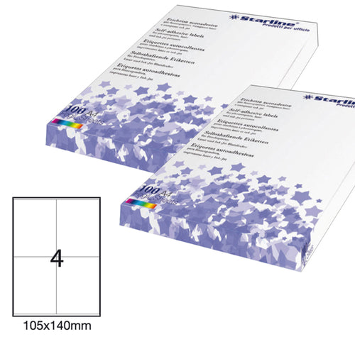 Etichetta Adesiva Bianca 100Fg A4 105X140Mm (4Et/Fg Starline