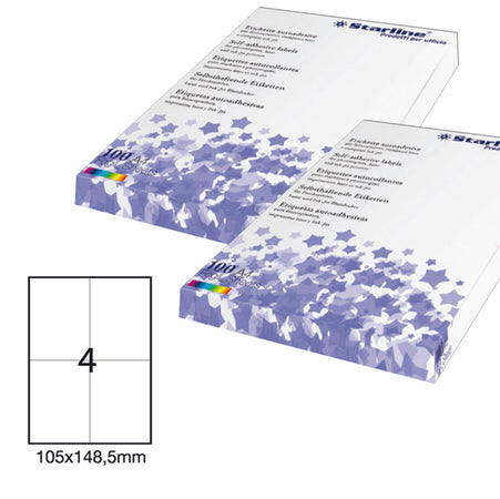 Etichetta Adesiva Bianca 100Fg A4 105X148,5Mm (4Et/Fg Starline