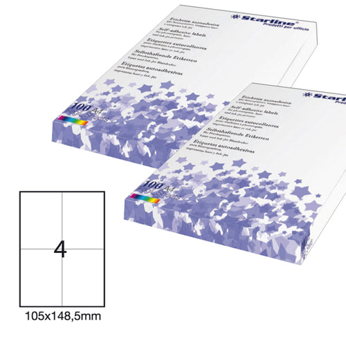 Etichetta Adesiva Bianca 100Fg A4 105X148,5Mm (4Et/Fg Starline