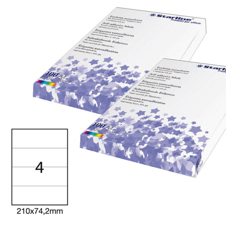 Etichetta Adesiva Bianca 100Fg A4 210X74,2Mm (4Et/Fg Starline