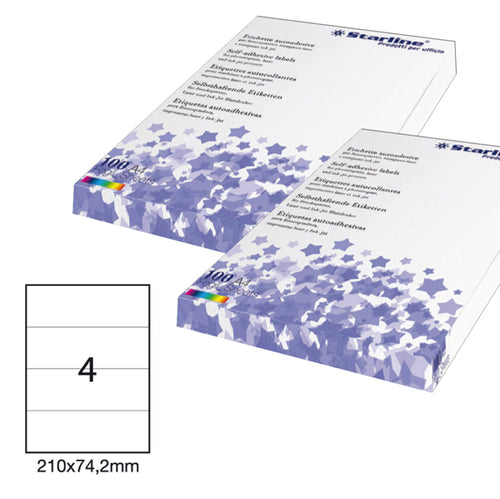 Etichetta Adesiva Bianca 100Fg A4 210X74,2Mm (4Et/Fg Starline