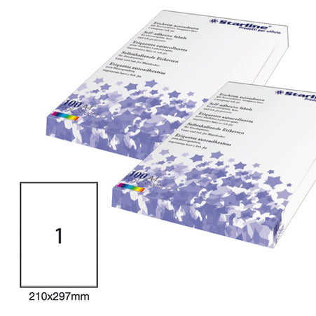 Etichetta Adesiva Bianca 100Fg A4 210X297Mm (1Et/Fg Starline