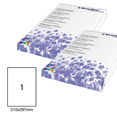 Etichetta Adesiva Bianca 100Fg A4 210X297Mm (1Et/Fg Starline