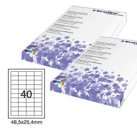 Etichetta Adesiva Bianca 100Fg A4 48,5X25,4Mm (40Et/Fg Starline