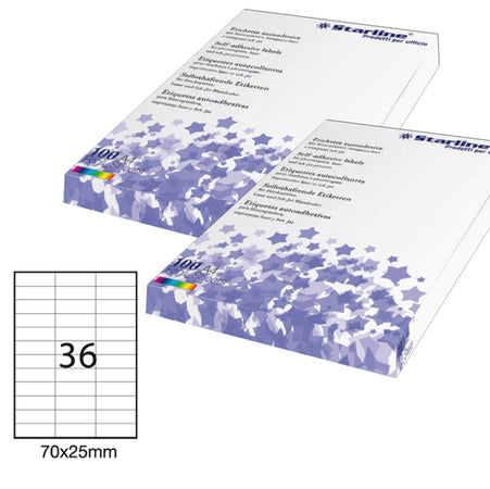 Etichetta Adesiva Bianca 100Fg A4 70X25Mm (36Et/Fg Starline