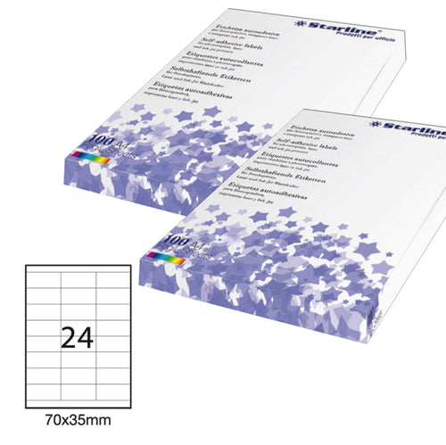 Etichetta Adesiva Bianca 100Fg A4 70X35Mm (24Et/Fg Starline