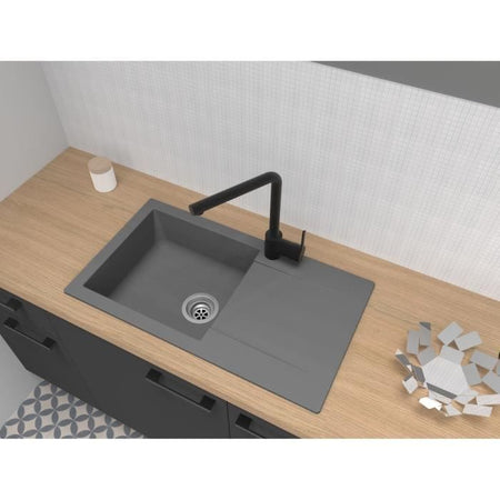 Lavello STRADOUR costruito in EINNA, in SMC GRIS BETON - 16, 1 vasca, dimensioni 78 * 43,5 cm, svuotamento manuale
