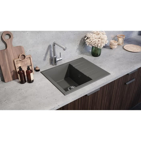 Lavello - Resina SMC - Grigio cemento - Incasso - STRADOUR - Cube 1C XS - 62 x 50 cm