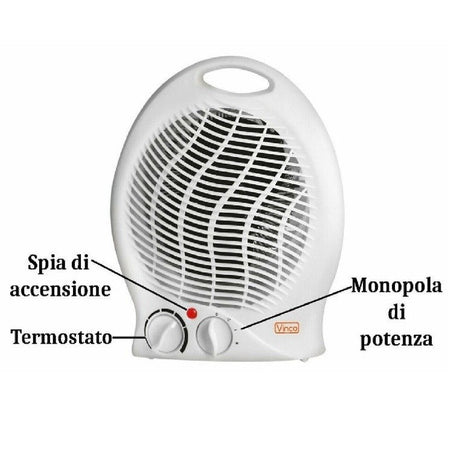 Termoventilatore scaldabagno con termostato e protezione anti surriscaldamento