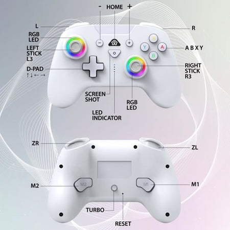 Controller wireless - SUBSONIC - Switch 2 / Switch - LED programmabili - Vibrazioni - Giroscopio - Bianco