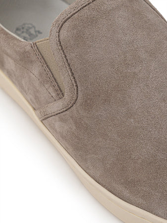 Brunello Cucinelli Slip on in Suede Tortora da uomo