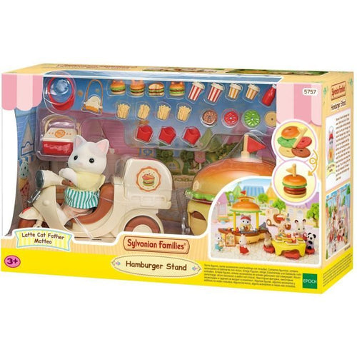 Gioco Catering - SYLVANIAN FAMILIES - Hamburger Stand - Papa Latte Cat e Scooter