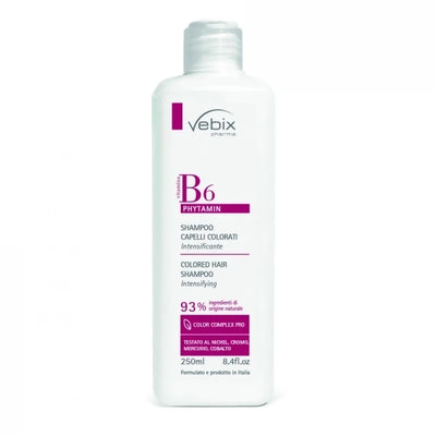 vebix b6 phytamin shampoo capelli secchi e sfibrati ristrutturante 94% ingredienti naturali avocado camelia olivello spinoso semi di lino 250 ml