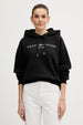 Tommy Hilfiger felpa donna con cappuccio nera con logo relaxed fit