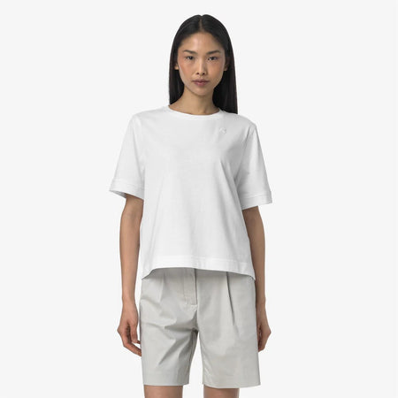 K-WAY T-Shirt donna Casual in Cotone Donna Grigia e Bianca per Uso Quotidiano