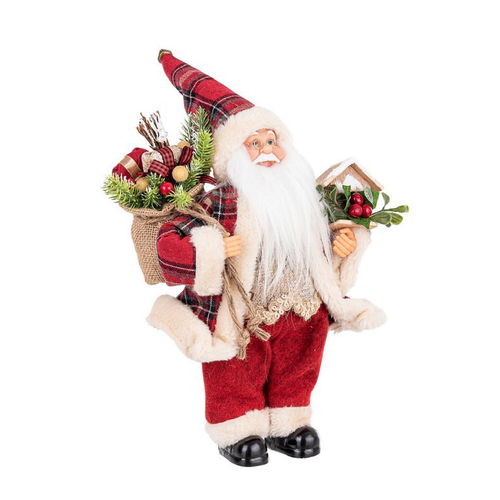 Babbo nataleAlwin scozzese rosso in poliestere per decorazioni natalizie