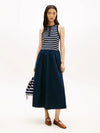 Tommy Hilfiger abito lungo donna in cotone smanicato con bottoni dorati