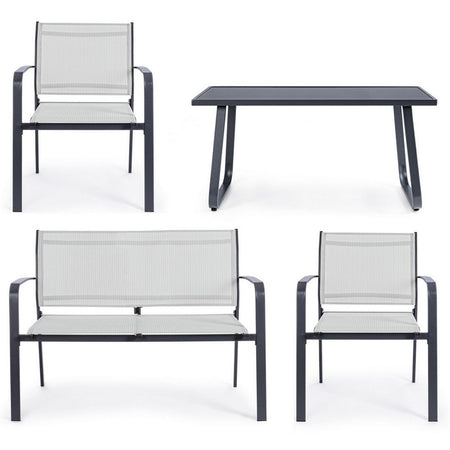 Salottino ''Arent'' in acciaio verniciato con texilene da esterno per giardino