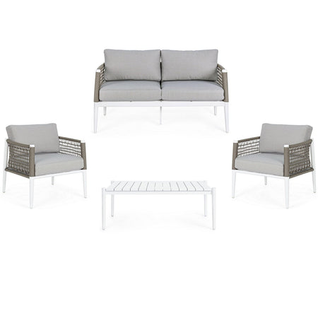 Salottino da giardino "Calypso" in alluminio in corda sintetica per esterno