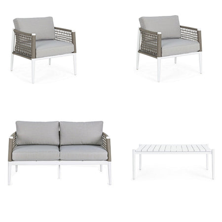 Salottino da giardino "Calypso" in alluminio in corda sintetica per esterno