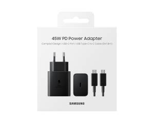 Samsung Caricatore 45W EP-T4511 FC2 USB-C +Cavo1.8m USB-C Black