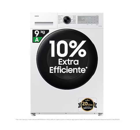 Samsung ww90cgc04dah lavatrice 9 kg, classe a, 1400 giri, motore inverter, wi-fi, crystal clean