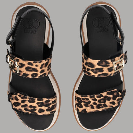 Sandali Liu Jo FIONA 02 Leopardati con Suola Platform e Monogram