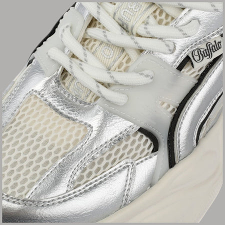 Scarpe Buffalo Yuno One Platform: Vegan, Memory Foam, Bianco-Argento