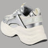 Scarpe Buffalo Yuno One Platform: Vegan, Memory Foam, Bianco-Argento