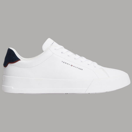 Scarpe Tommy Hilfiger Sneakers Pelle Bianche Dettaglio blu Retro