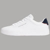 Scarpe Tommy Hilfiger Sneakers Pelle Bianche Dettaglio blu Retro