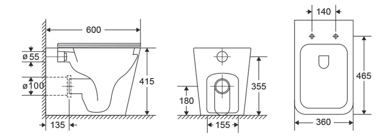 Coppia Sanitari Nero Opaco Filo Muro | Karag LT - Shopbagno.it