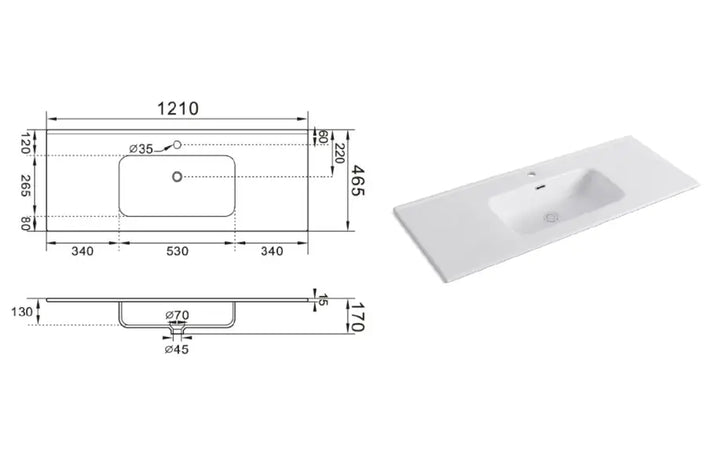 Composizione Bagno 120cm Sospesa Con Due Cassetti E Specchio Con Led Integrato