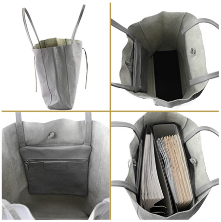 Modarno Shopper Bag a spalla in pelle con doppio manico, Shopper Large con tasca interna in pelle