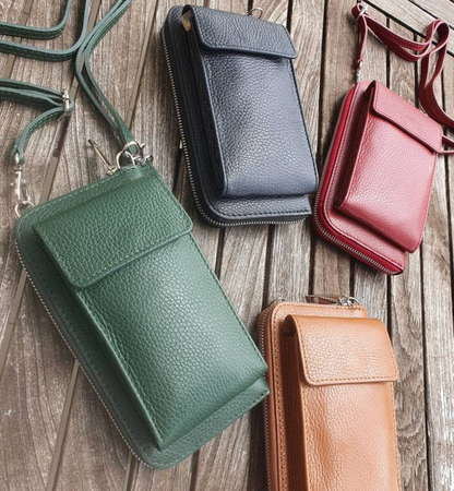 Modarno borsa a tracolla multifunzionale, borsa per cellulare a portafoglio in vera pelle, adatta per telefoni cellulari fino a 6,7 pollici