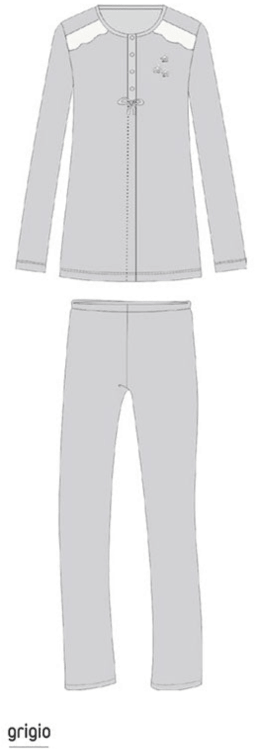 Noidinotte Pigiama da Donna in Cotone Leggero Aperto Avanti Maniche Lunghe FA7321 S27 - Passarelli Biancheria