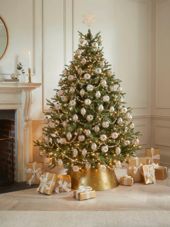 Copri base Oro "Clyde" per Albero di Natale sottoalbero in acciaio
