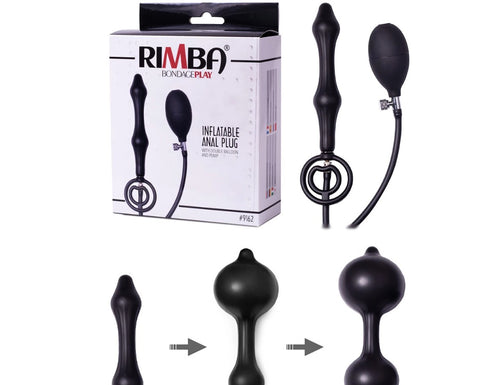 Rimba BondagePlay Plug Anale Gonfiabile con Pompa Doppia Camera Nero