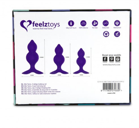 Plug anali progressivi set viola morbidi ottima idea regalo bibitwins buttplug