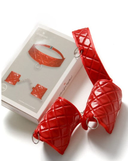 Obsessive Collare e manette rosso Cuffs & Choker Roleplay