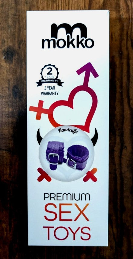 Manette polsi bondage Mokko viola regolabili fetish bdsm pelle PU vegana sintet