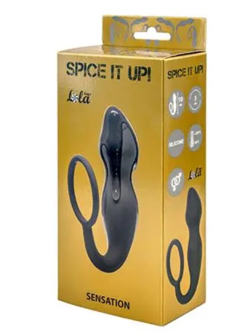 Plug anale con cock ring morbido silicone nero 10 x 3 cm circa Spice it UP lola