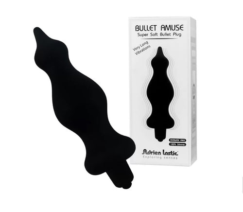 Black Amuse plug anale progressivo 12 cm morbido con vibrazioni lunghe nero