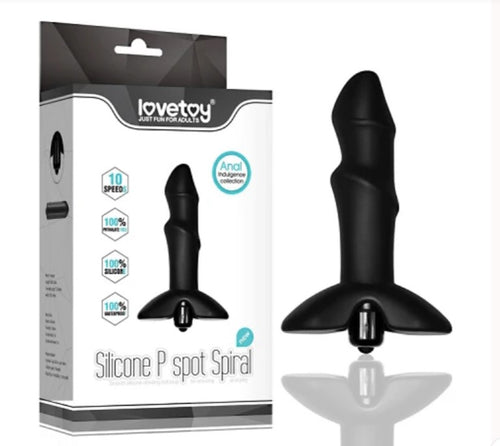 Plug Anale Vibrante fallico Silicone Spiral P-Spot 10 Modalità Lovetoy Nero
