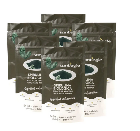 Spirulina biologica, 300 capsule da 360 gr