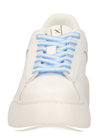 Armani Exchange Sneakers Donna in pelle XDX108 XV788 T781 Bianca e Azzurra