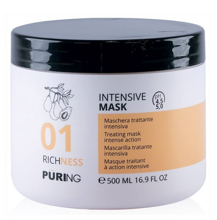Maschera Nutriente Capelli Secchi Puring 01 Richness Intensive Trattamento Riparatore con Avocado Lino Idratazione Profonda e Capelli Morbidi e Luminosi