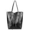 Modarno Shopper Bag a spalla in pelle Metallizzata con doppio manico e tasca interna in pelle Metallizzata