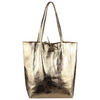 Modarno Shopper Bag a spalla in pelle Metallizzata con doppio manico e tasca interna in pelle Metallizzata