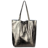 Modarno Shopper Bag a spalla in pelle Metallizzata con doppio manico e tasca interna in pelle Metallizzata